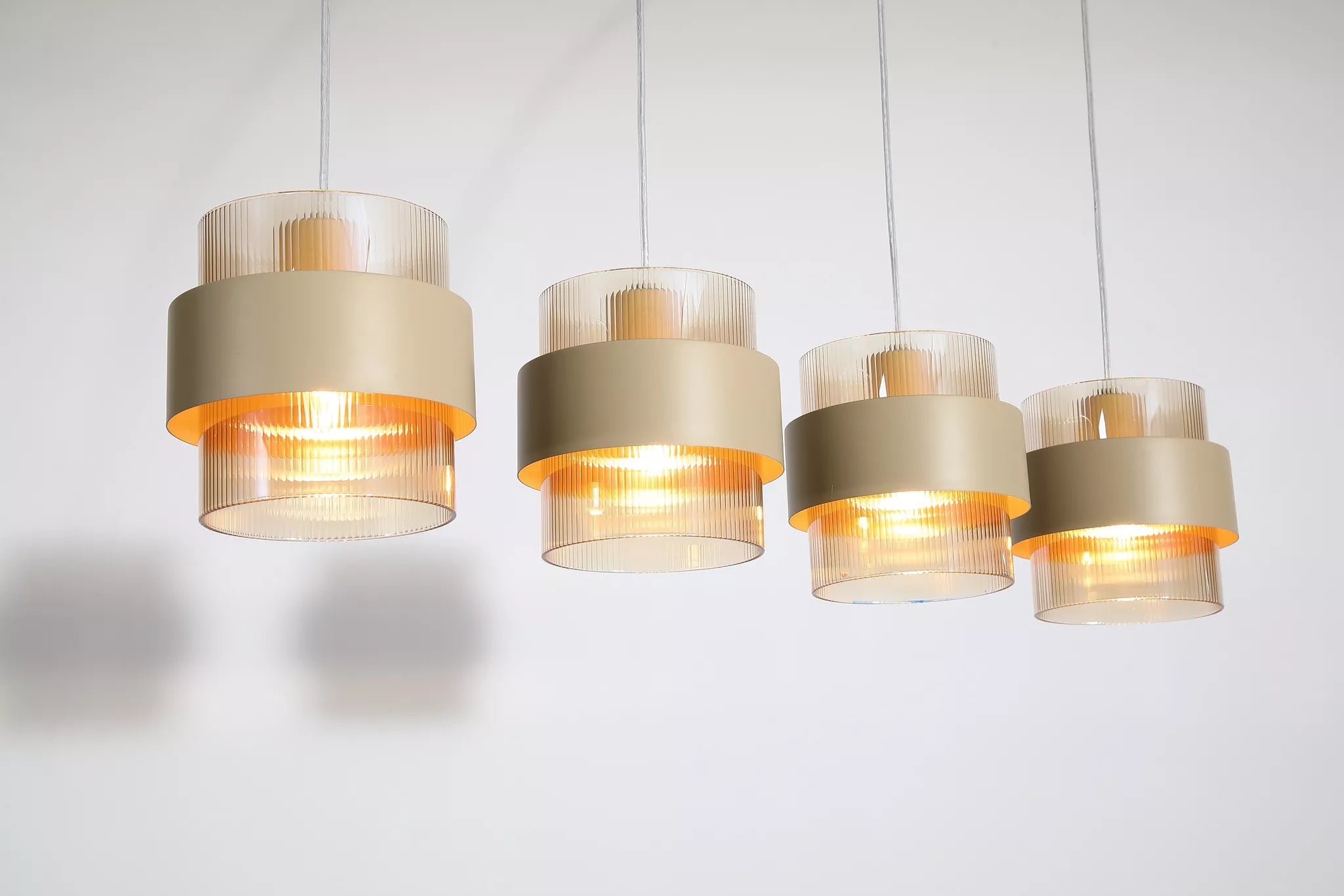 Royal 4Lt Bar Pendant- Sand w Amber Ribbed Glass