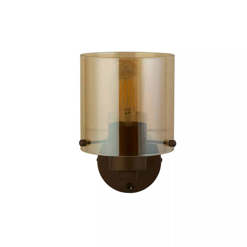 Sweden 1Lt Wall Light - Matt Black & Mocha Finish