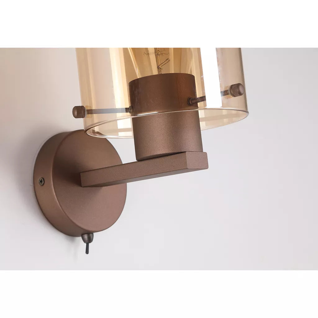 Sweden 1Lt Wall Light - Matt Black & Mocha Finish