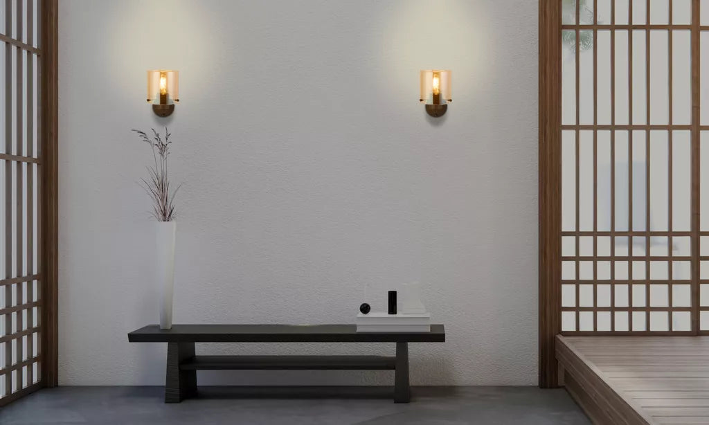 Sweden 1Lt Wall Light - Matt Black & Mocha Finish