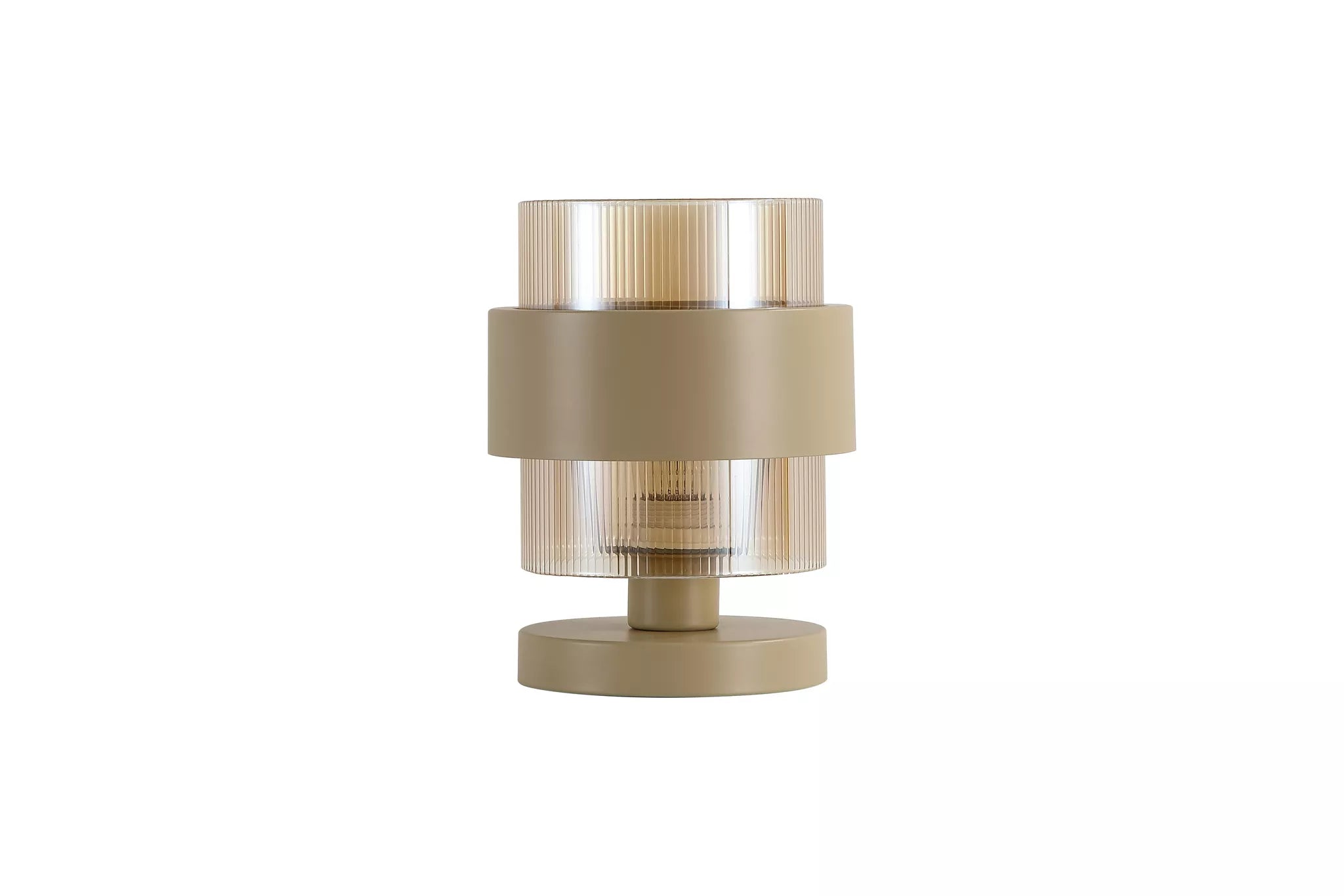 Royal 1Lt Table Lamp-  Sand w Amber Ribbed Glass