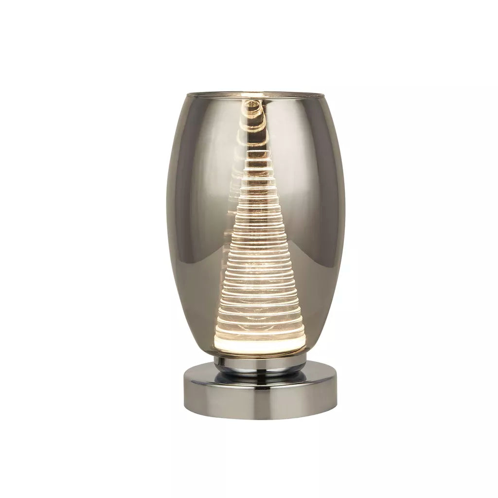 Cyclone Table Lamp - Chrome w Clear & Smoked Glass Finish