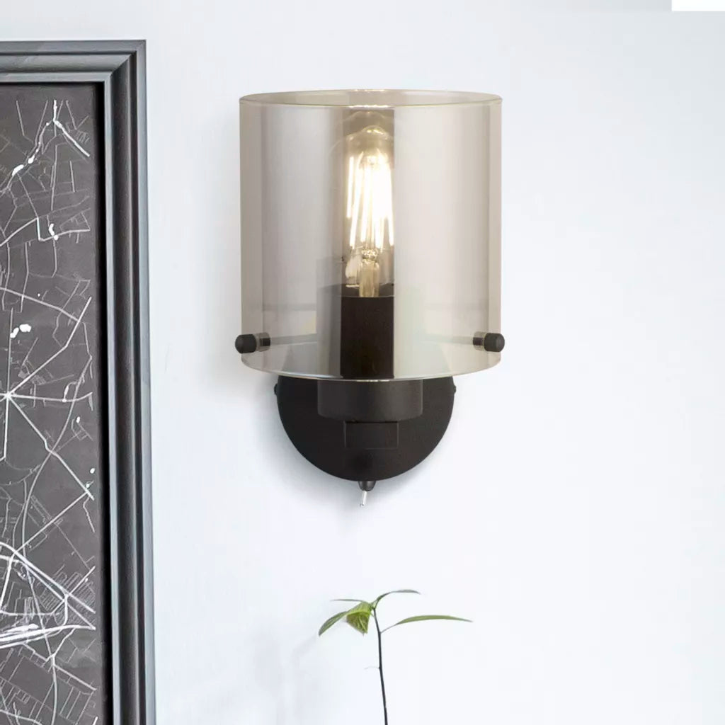 Sweden 1Lt Wall Light - Matt Black & Mocha Finish