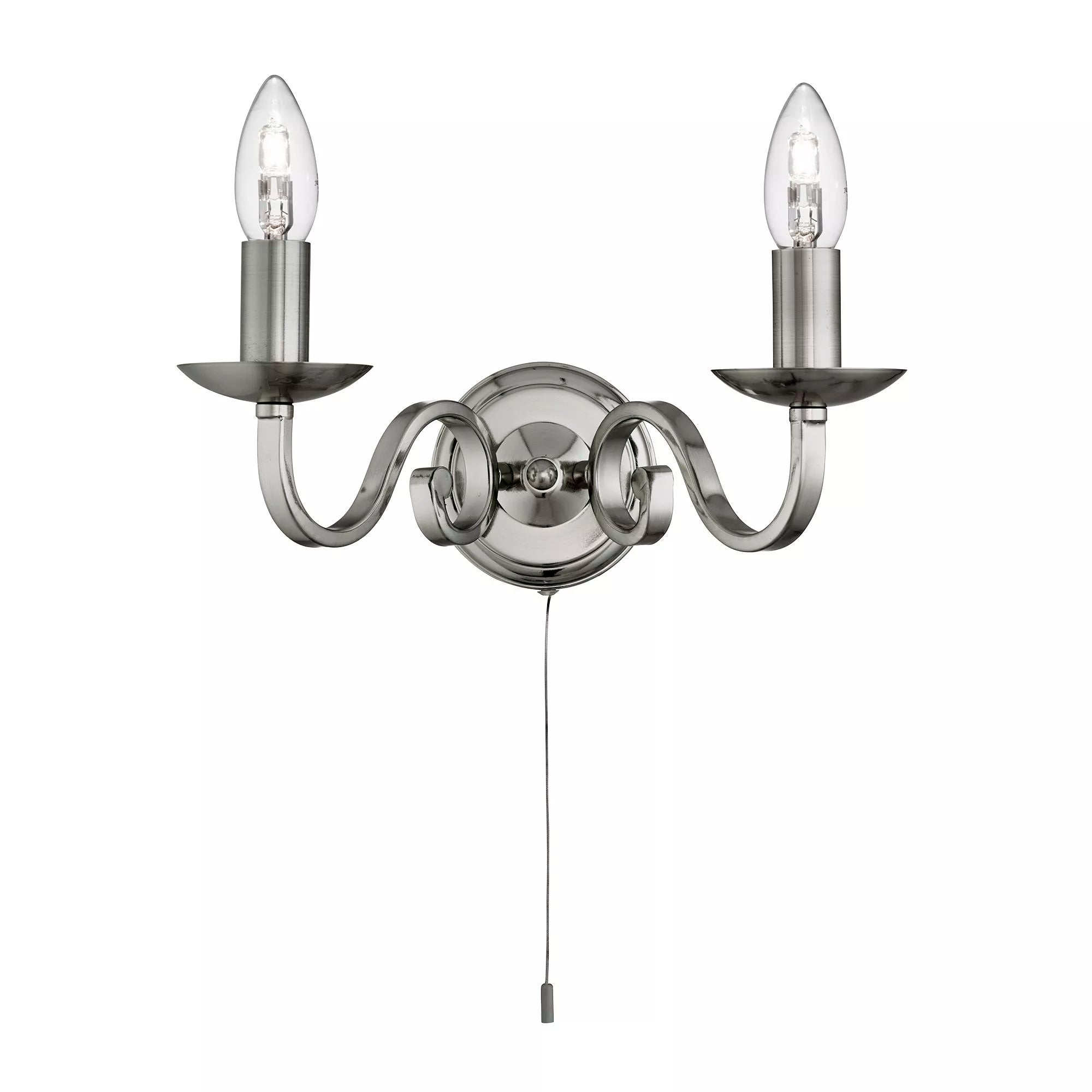 Richmond 2Lt Wall Light - Antique Brass/ Satin Silver Finish