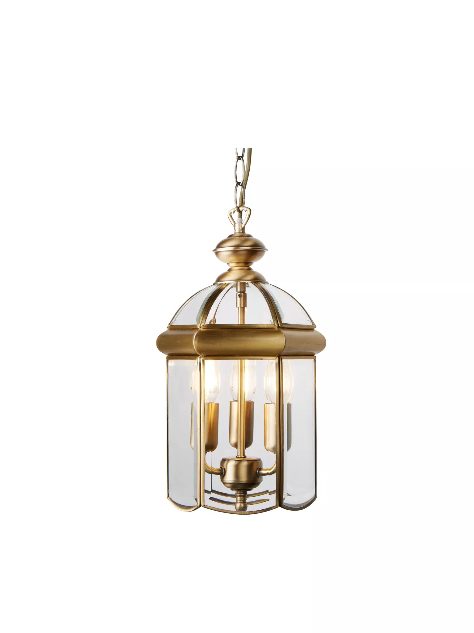 Bevelled Lantern- Antique Brass Metal & Glass