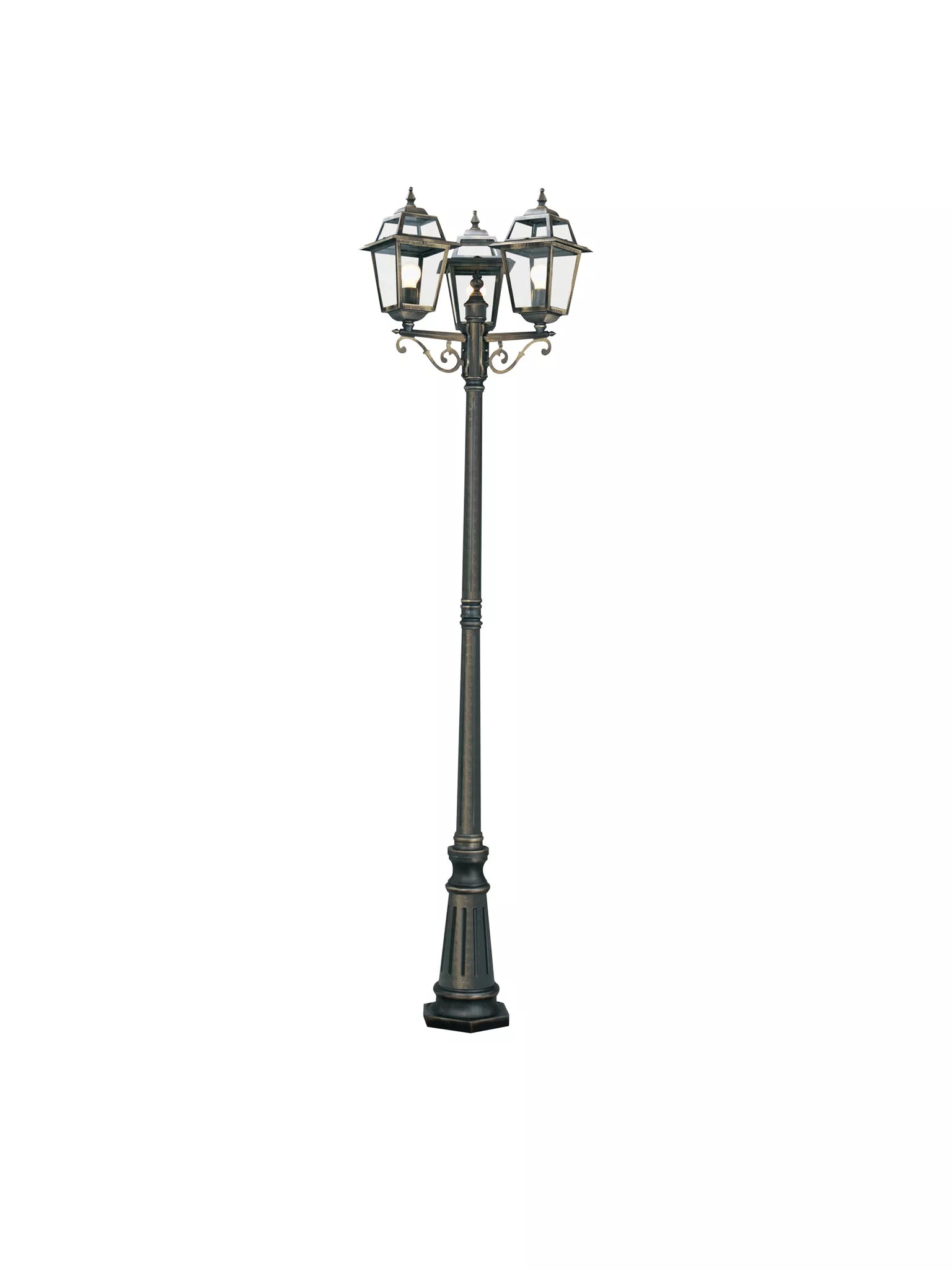 New Orleans Outdoor Post - Black Gold Metal & Glass