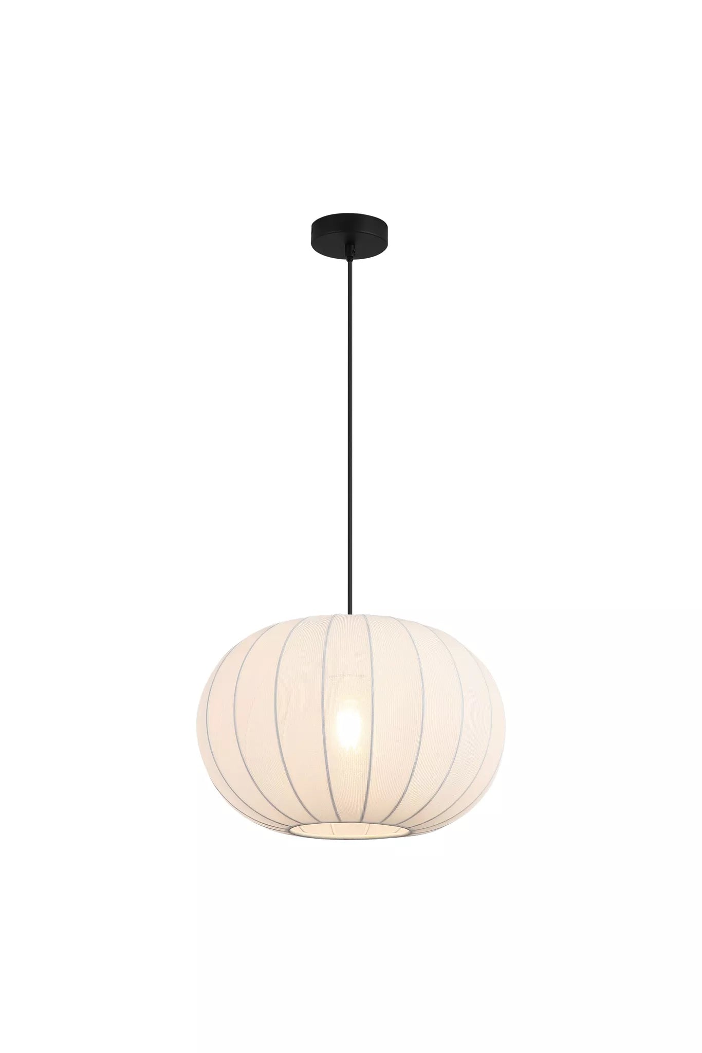 Radiant 1Lt Pendant-  Black Metal with Soft Fabric Shade