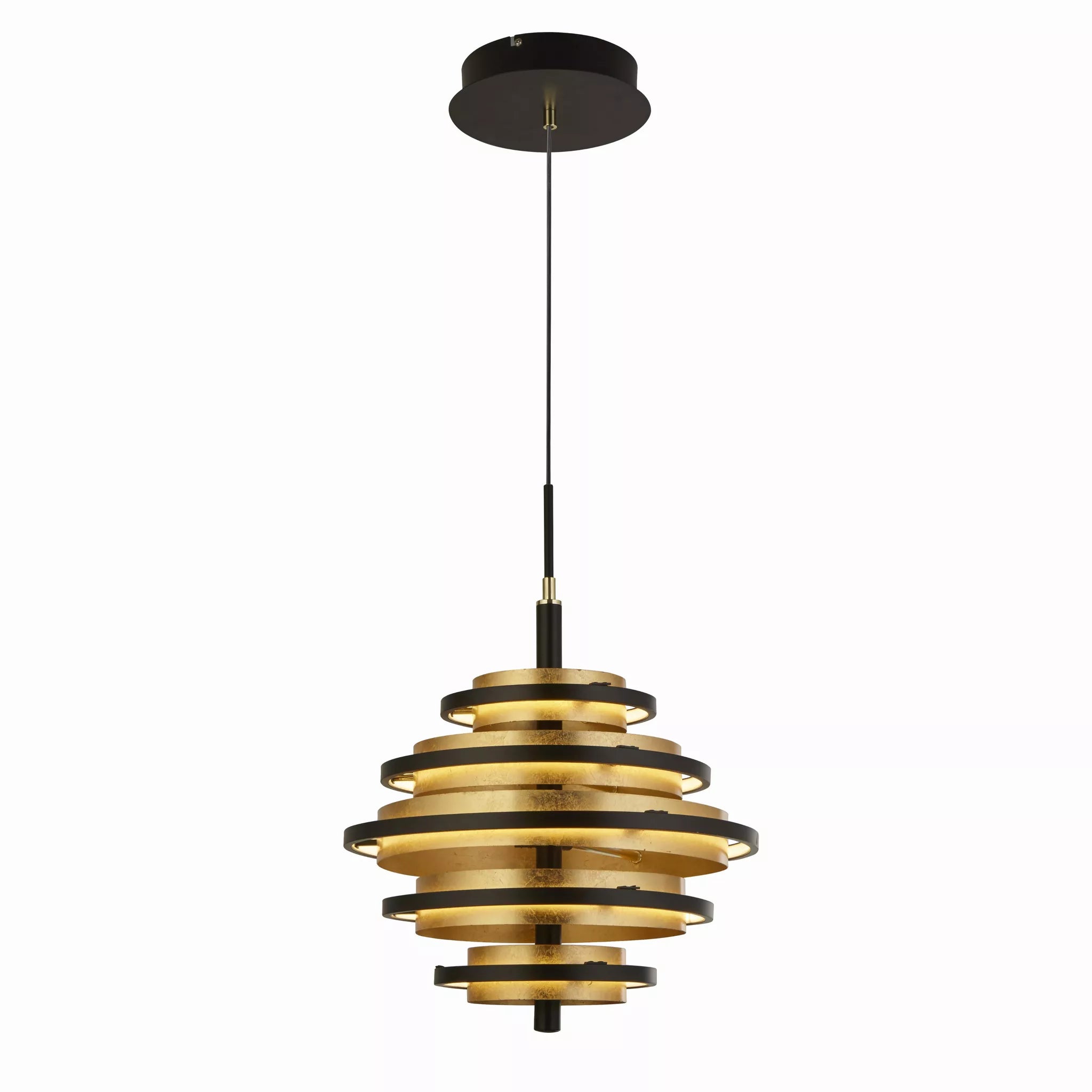 Hive 5Lt Pendant - Black Metal & Gold Leaf