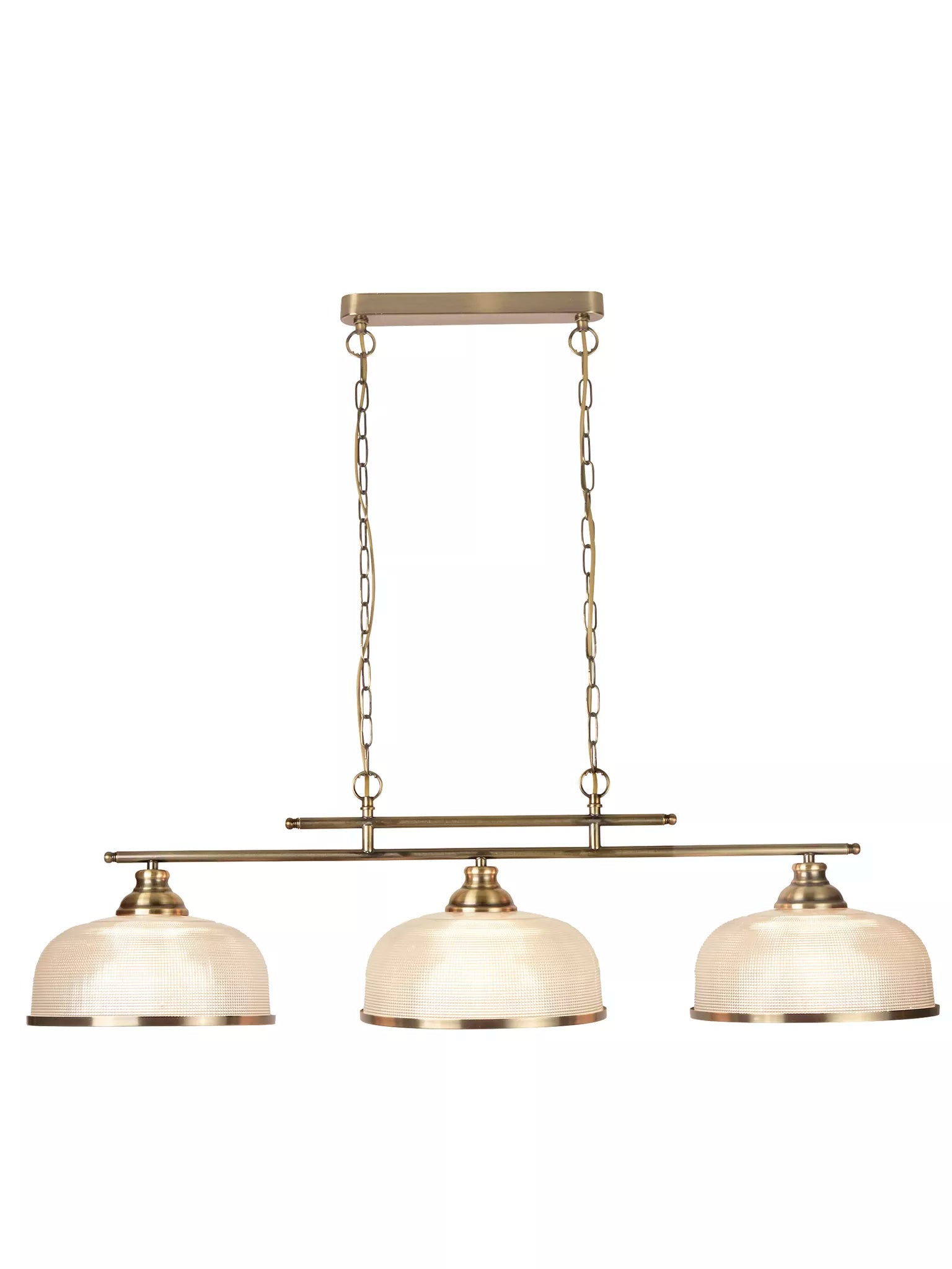 Bistro 2/3Lt Bar Pendant - Antique Brass/Silver & Holophane