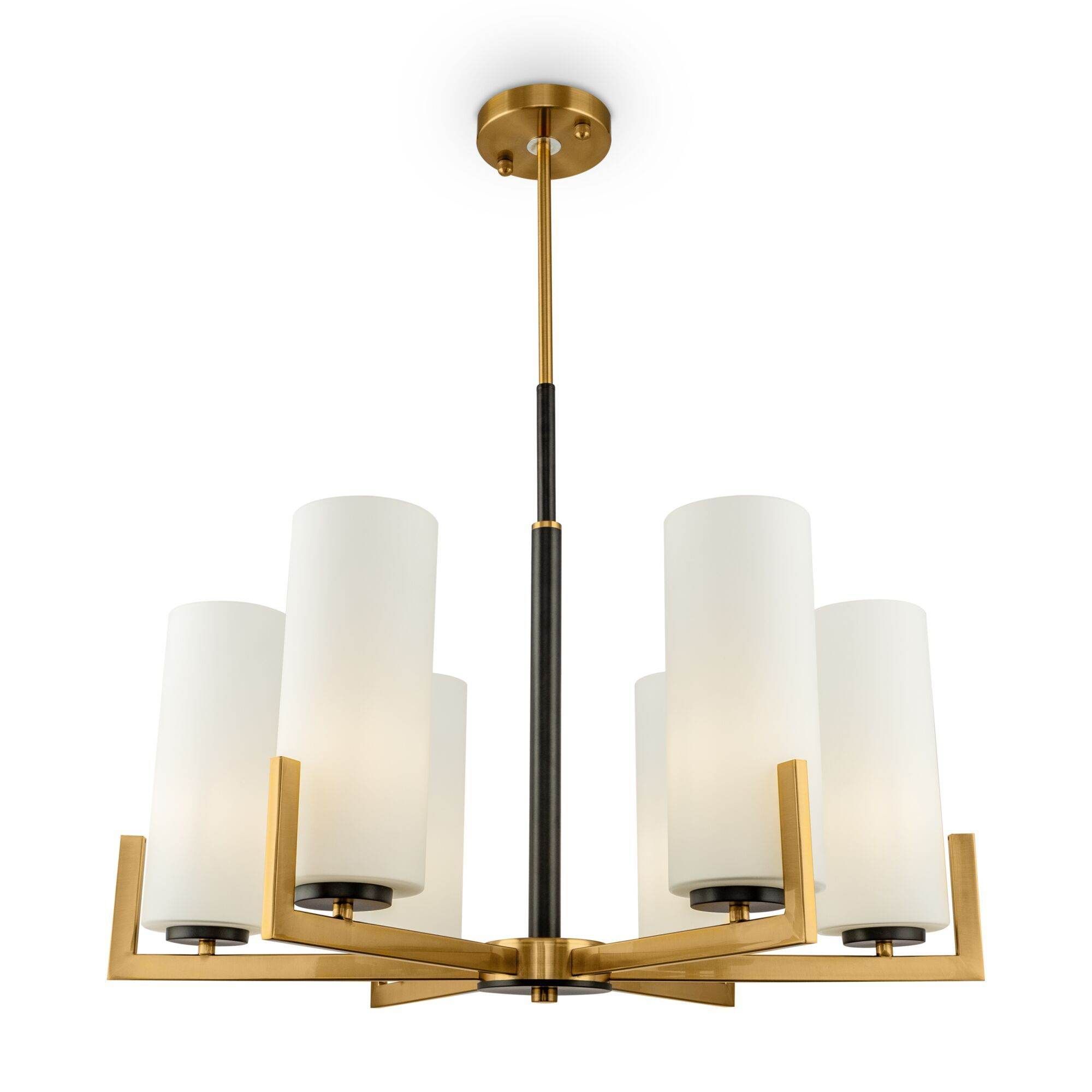 Maytoni Fortano 6Lt Centre Ceiling Light - Brass & White Finish, IP20