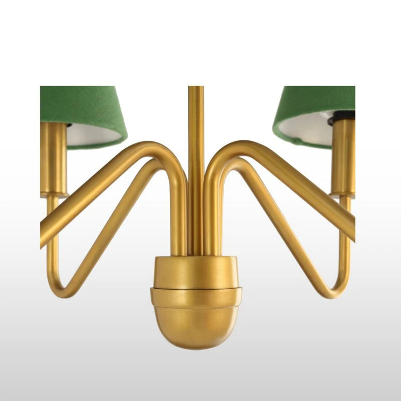 Celtic Four/Six Arm Brass Chandelier- Green/ White Shades