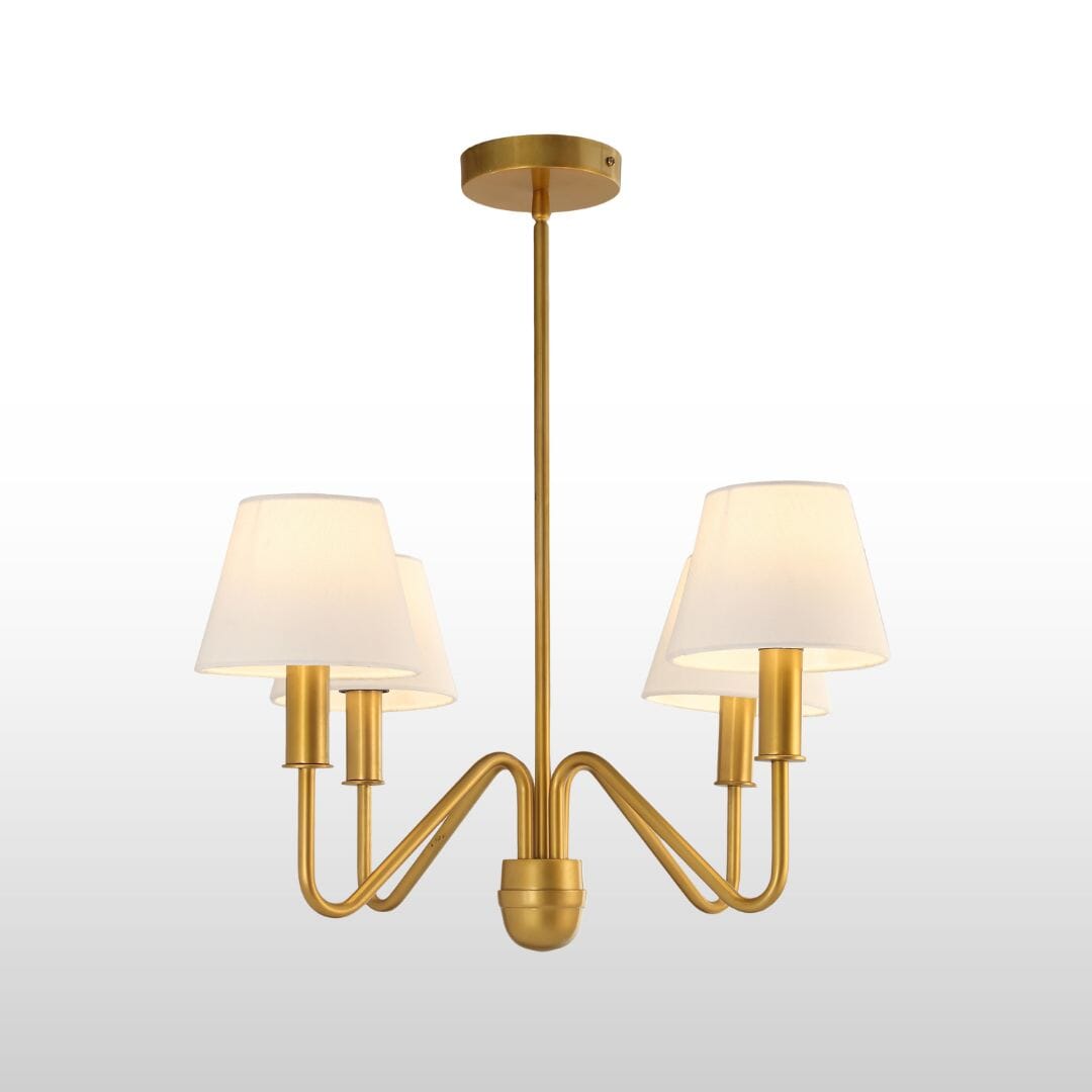 Celtic Four/Six Arm Brass Chandelier- Green/ White Shades