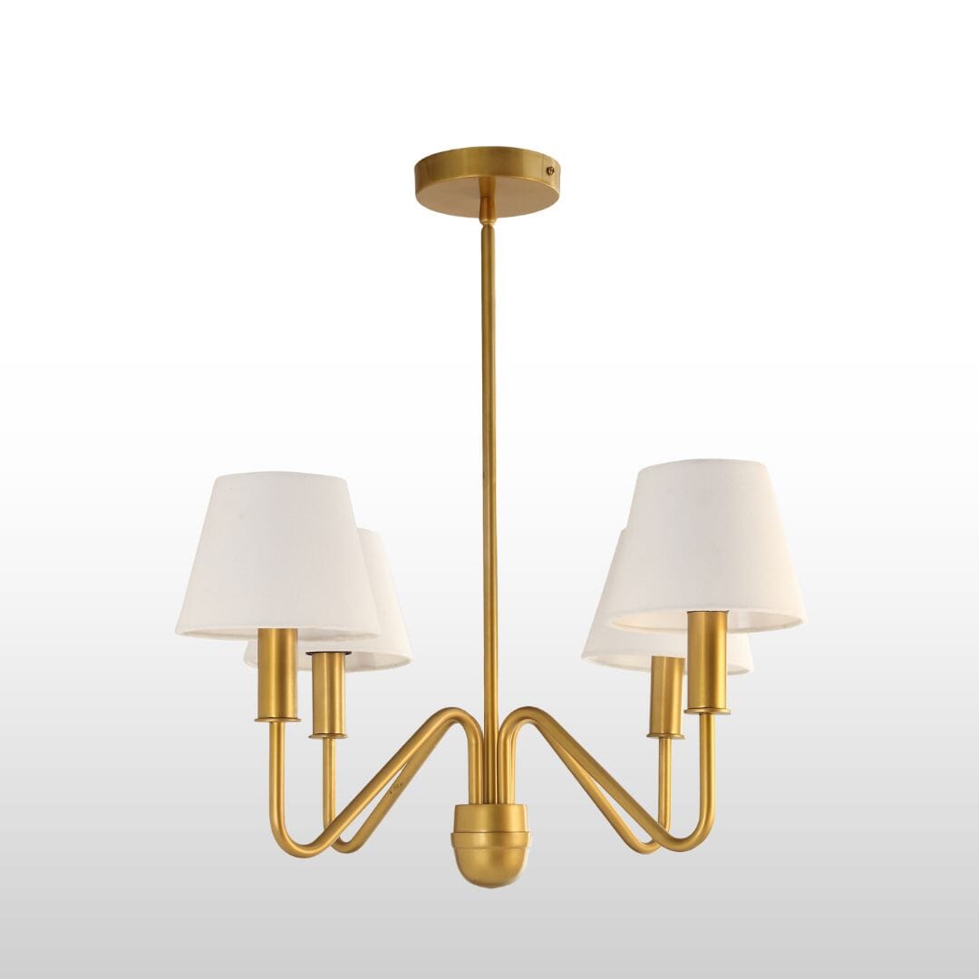 Celtic Four/Six Arm Brass Chandelier- Green/ White Shades