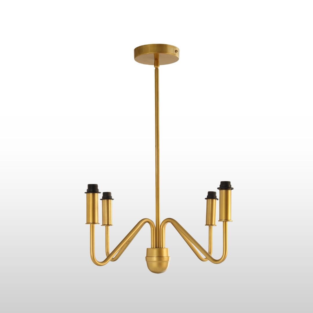 Celtic Four/Six Arm Brass Chandelier- Green/ White Shades