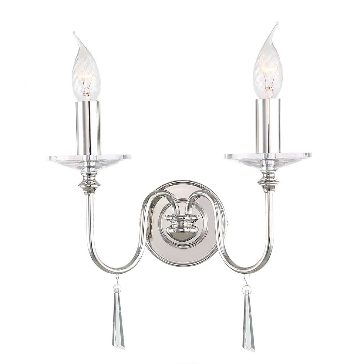 Finsbury Park 1/2Lt Wall Light - Polished Nickel IP20 E14