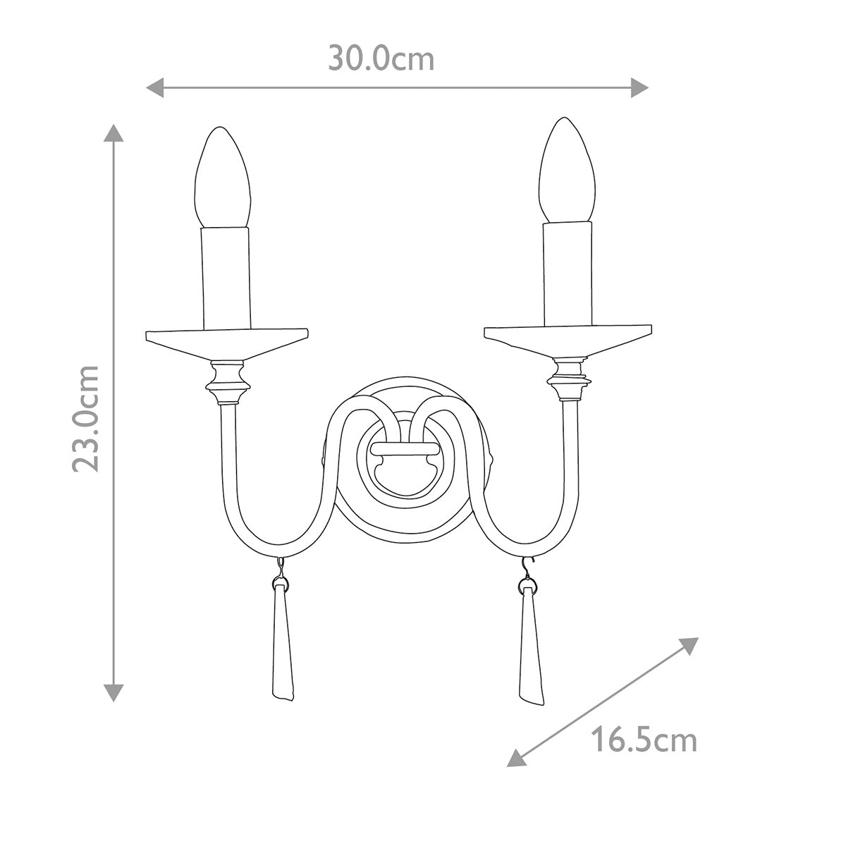 Finsbury Park 1/2Lt Wall Light - Polished Nickel IP20 E14