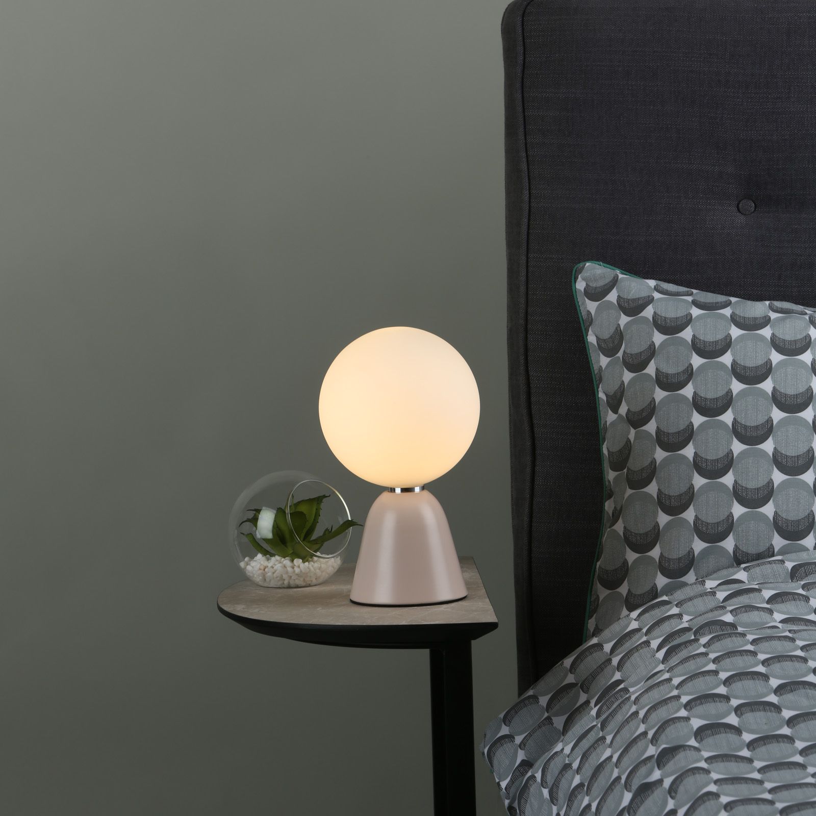 Francesca Table Lamp Pink Opal Glass