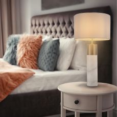 Freya Marble Table Lamp- Satin Chrome/ Antique Brass Finishes
