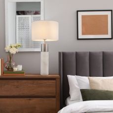 Freya Marble Table Lamp- Satin Chrome/ Antique Brass Finishes