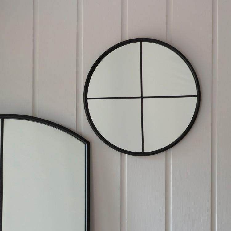 Frida Round Mirror Black W600 x D40 x H600mm - Cusack Lighting