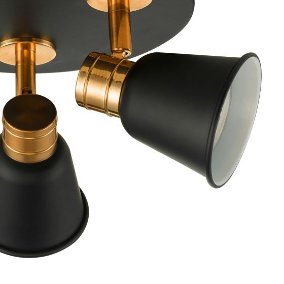 Fry 3Lt Plate Spotlight - Cream Polished Chrome/Black & Rose Gold