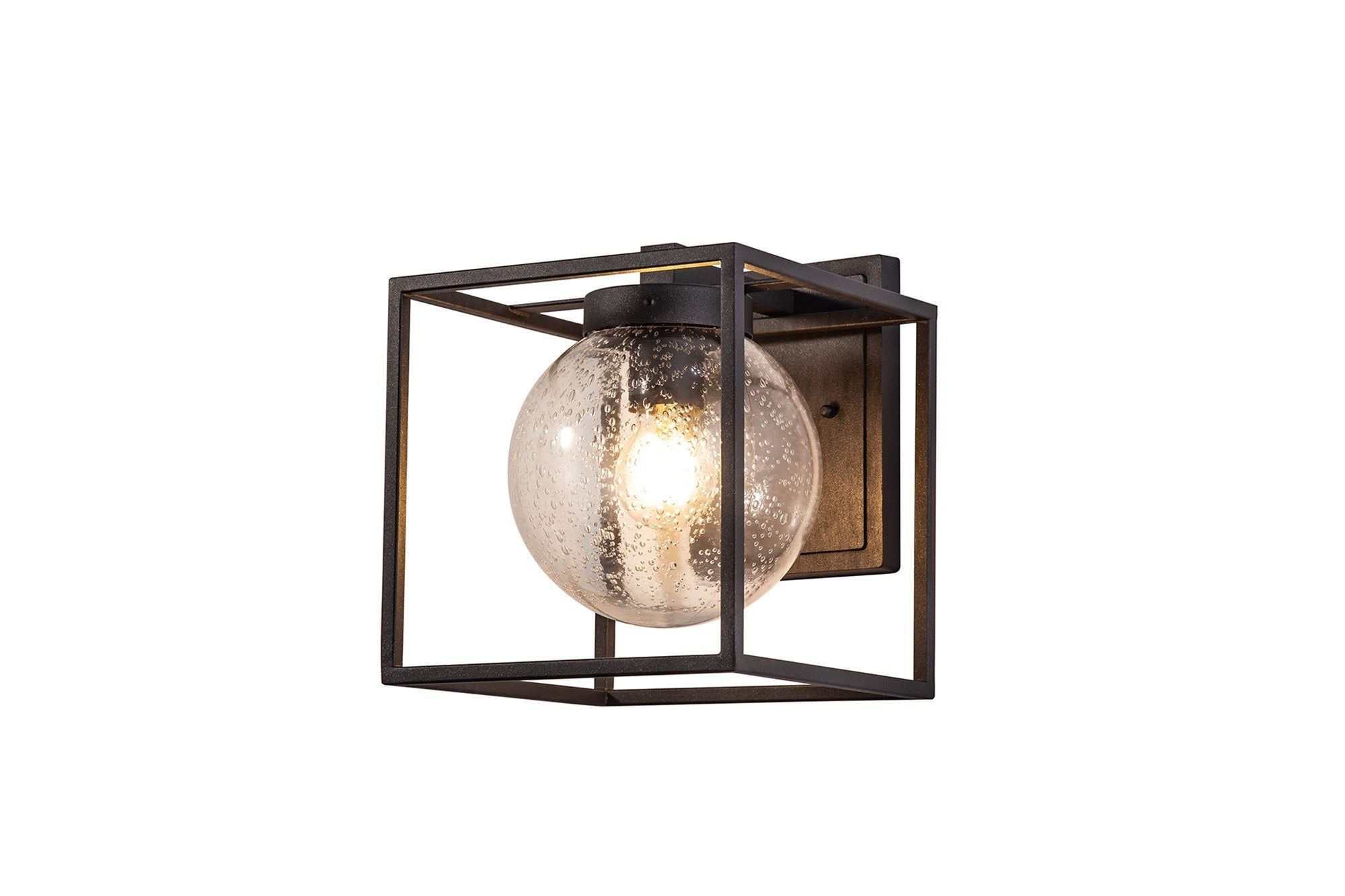Fusion Down Wall Lamp, 1 x E27, IP54, Anthracite/Clear Seeded Glass, 2yrs Warranty