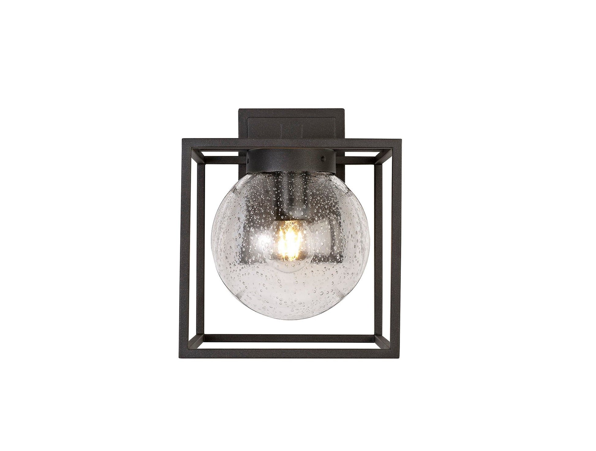 Fusion Down Wall Lamp, 1 x E27, IP54, Anthracite/Clear Seeded Glass, 2yrs Warranty