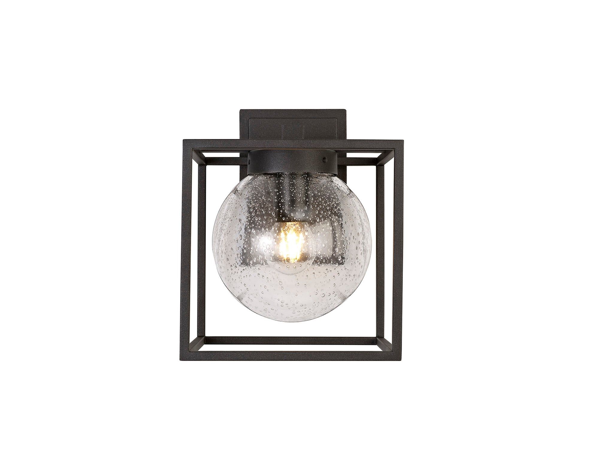 Fusion Down Wall Lamp, 1 x E27, IP54, Anthracite/Clear Seeded Glass, 2yrs Warranty