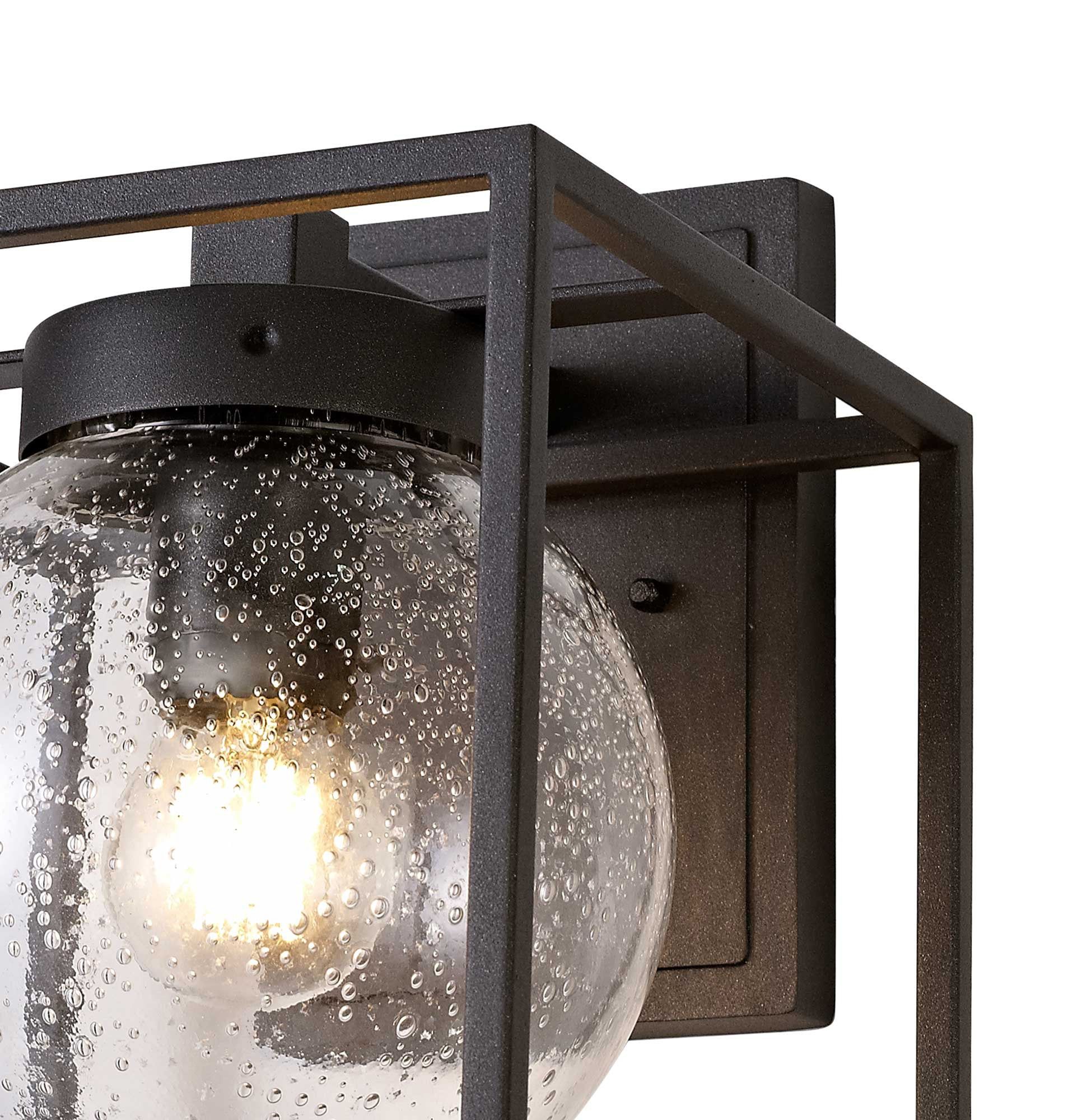 Fusion Down Wall Lamp, 1 x E27, IP54, Anthracite/Clear Seeded Glass, 2yrs Warranty