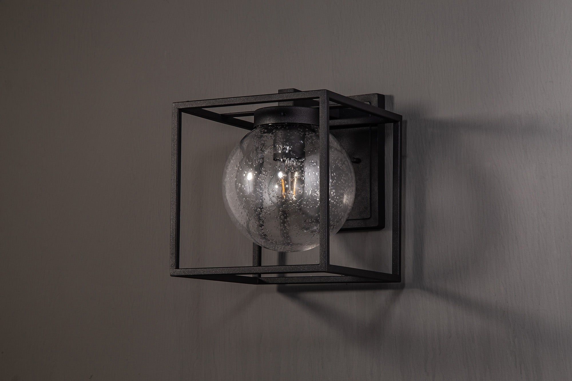 Fusion Down Wall Lamp, 1 x E27, IP54, Anthracite/Clear Seeded Glass, 2yrs Warranty