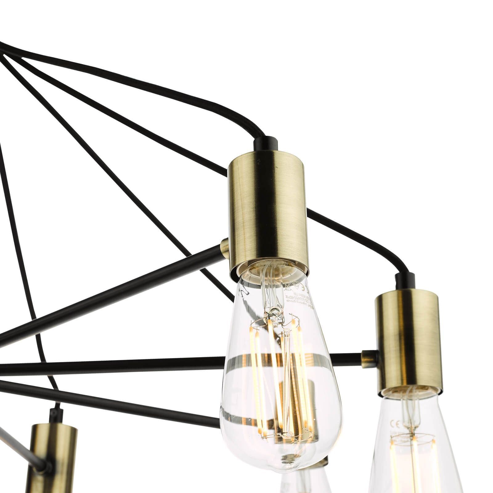 Dar Gabriel 8Lt Centre Ceiling Light - Satin Black & Antique Gold Finish, IP20