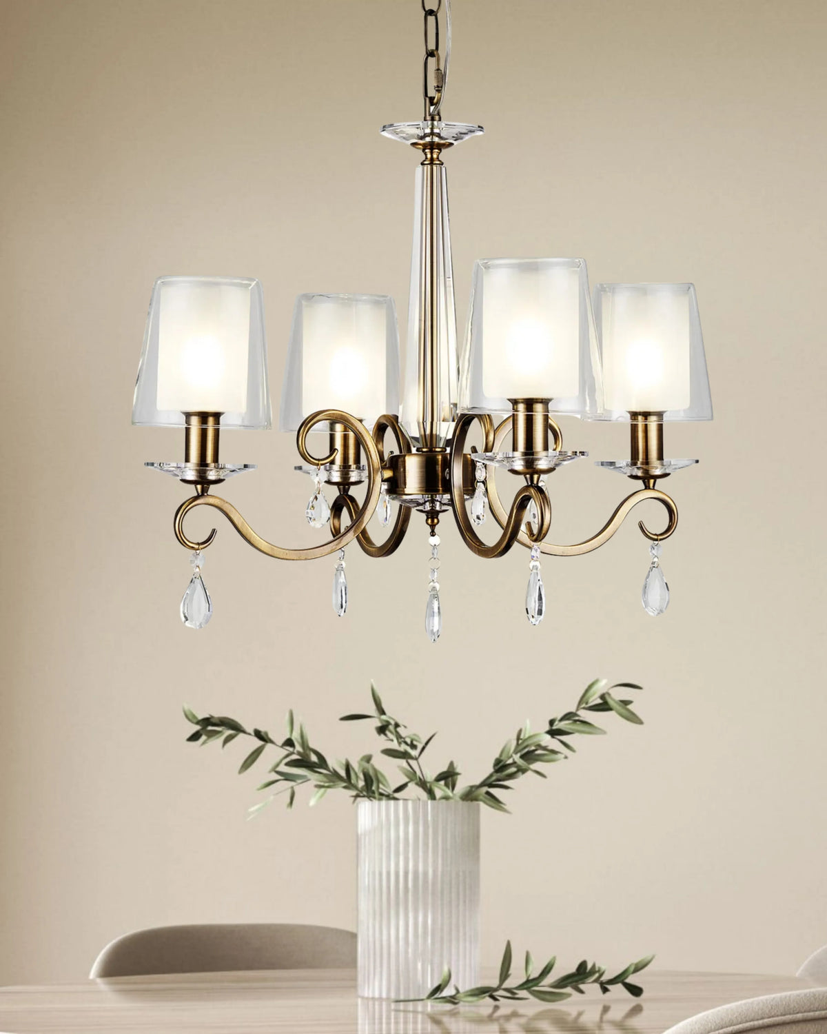 Gracey 4/6/8Lt Chandelier- Various Finishes with Glass Shades