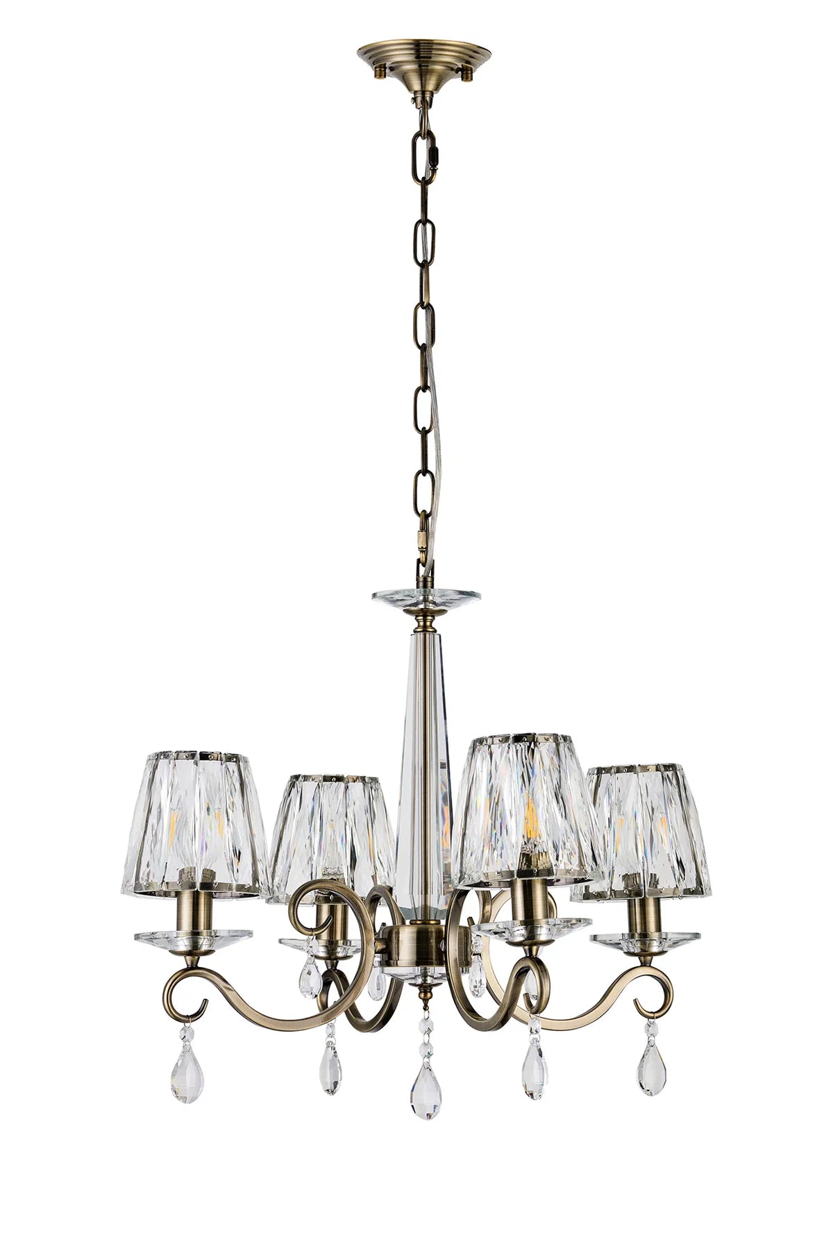 Gracey 4/6/8Lt Crystal Chandeliers- Various Finishes w Crystal Shades