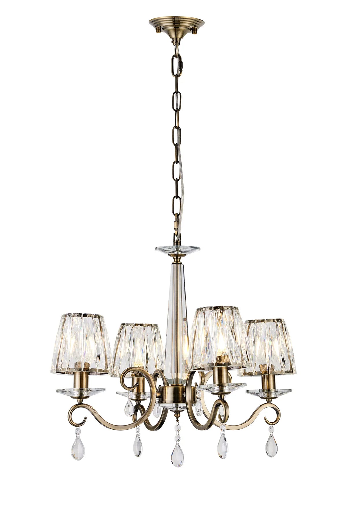 Gracey 4/6/8Lt Crystal Chandeliers- Various Finishes w Crystal Shades