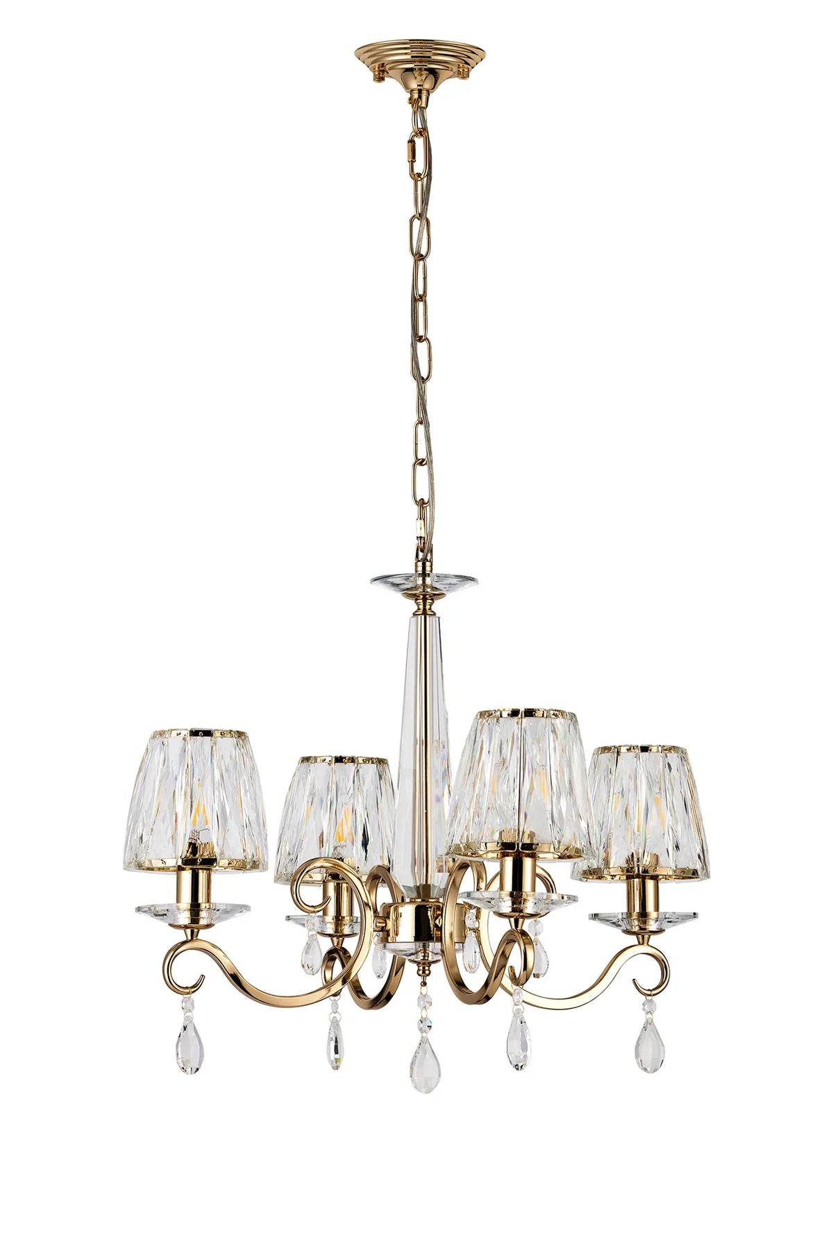 Gracey 4/6/8Lt Crystal Chandeliers- Various Finishes w Crystal Shades