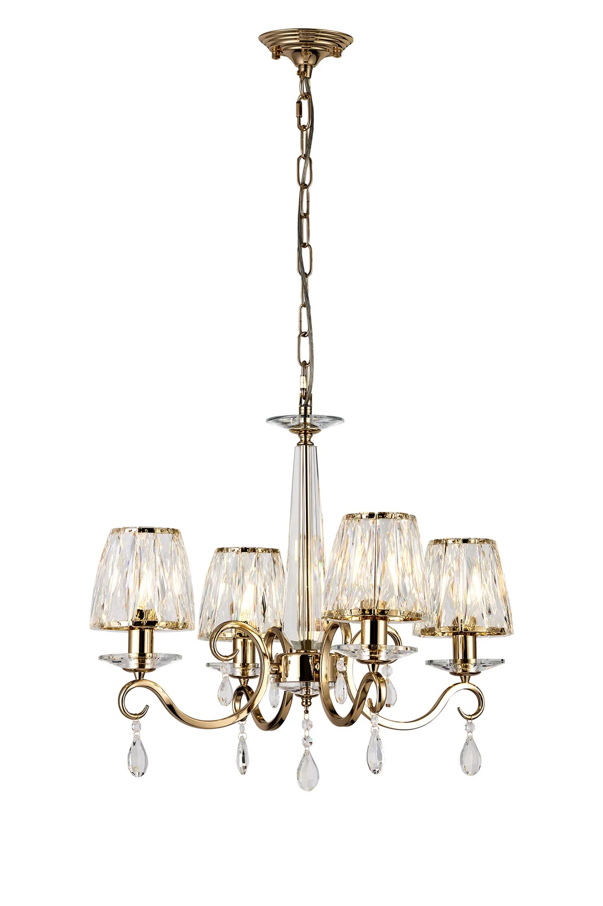 Gracey 4/6/8Lt Crystal Chandeliers- Various Finishes w Crystal Shades
