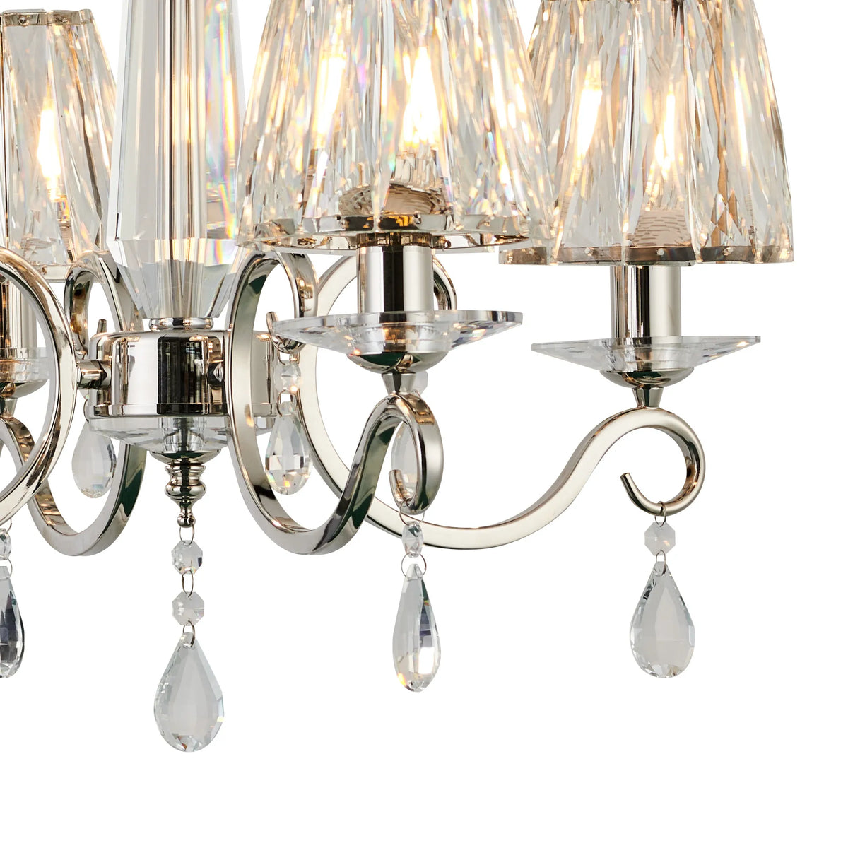 Gracey 4/6/8Lt Crystal Chandeliers- Various Finishes w Crystal Shades