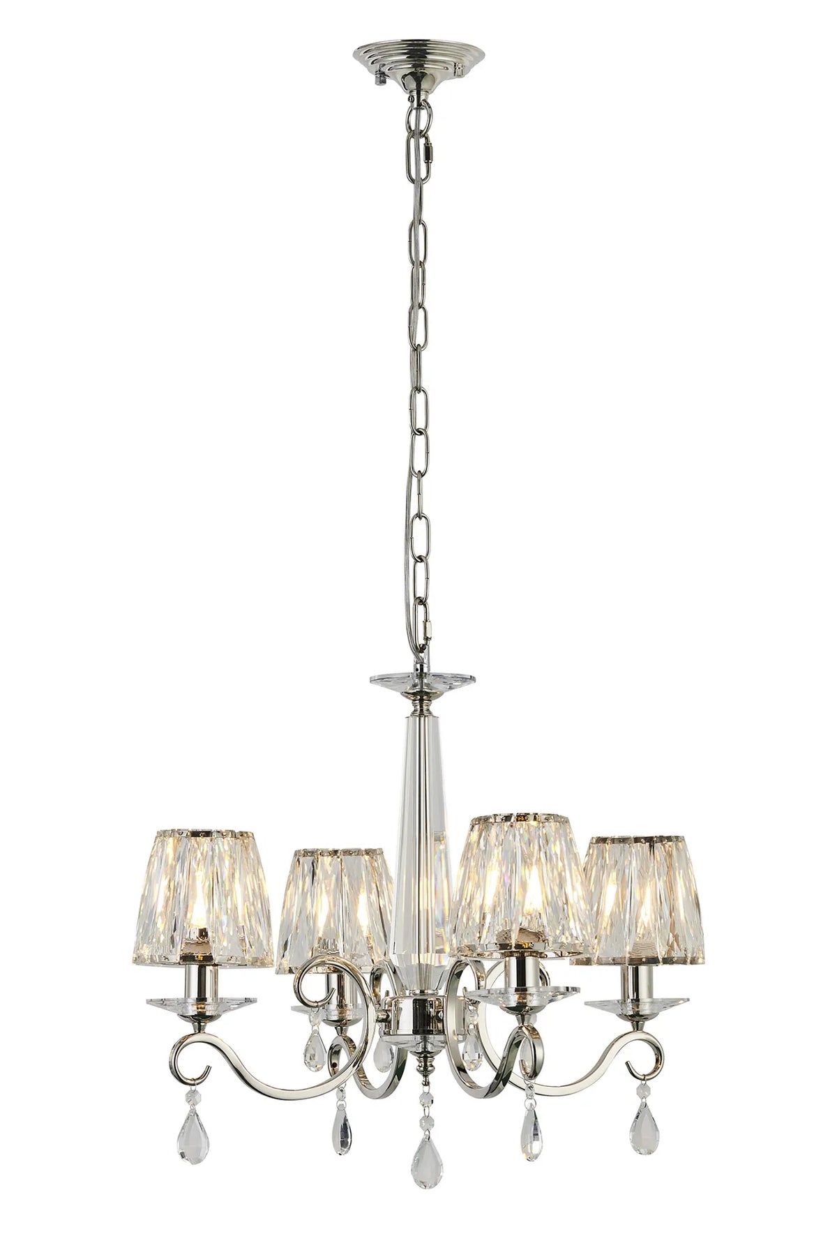 Gracey 4/6/8Lt Crystal Chandeliers- Various Finishes w Crystal Shades