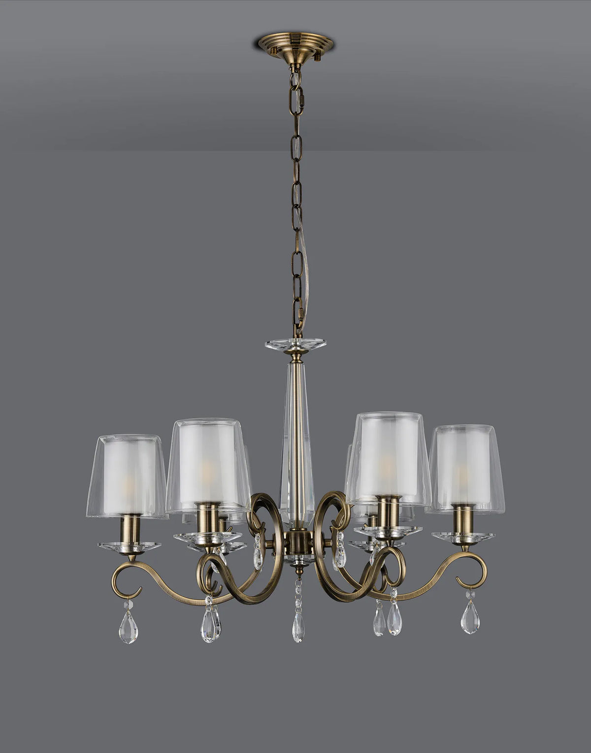 Gracey 4/6/8Lt Chandelier- Various Finishes with Glass Shades