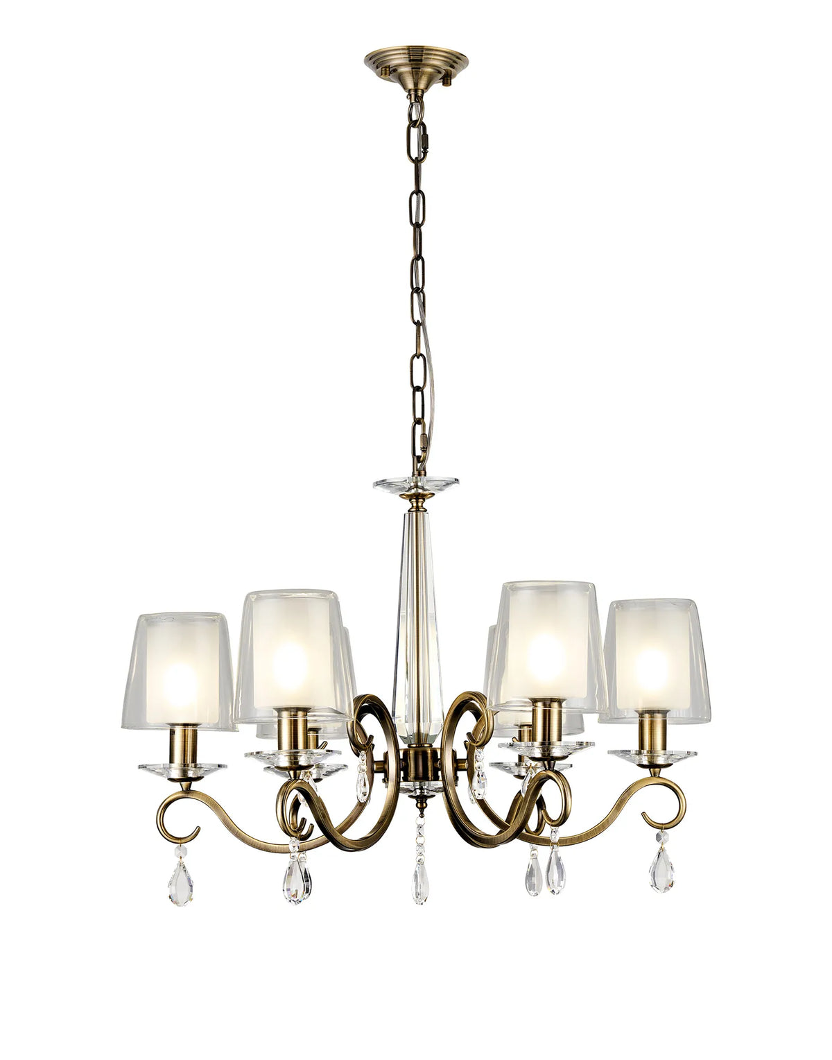 Gracey 4/6/8Lt Chandelier- Various Finishes with Glass Shades