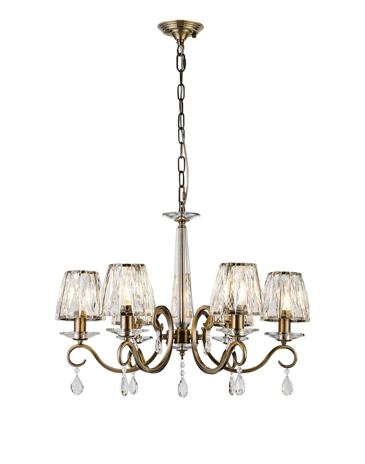 Gracey 4/6/8Lt Crystal Chandeliers- Various Finishes w Crystal Shades