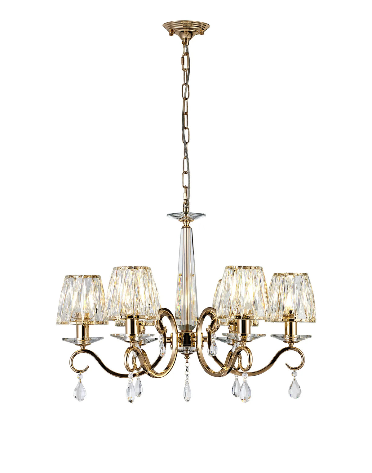 Gracey 4/6/8Lt Crystal Chandeliers- Various Finishes w Crystal Shades