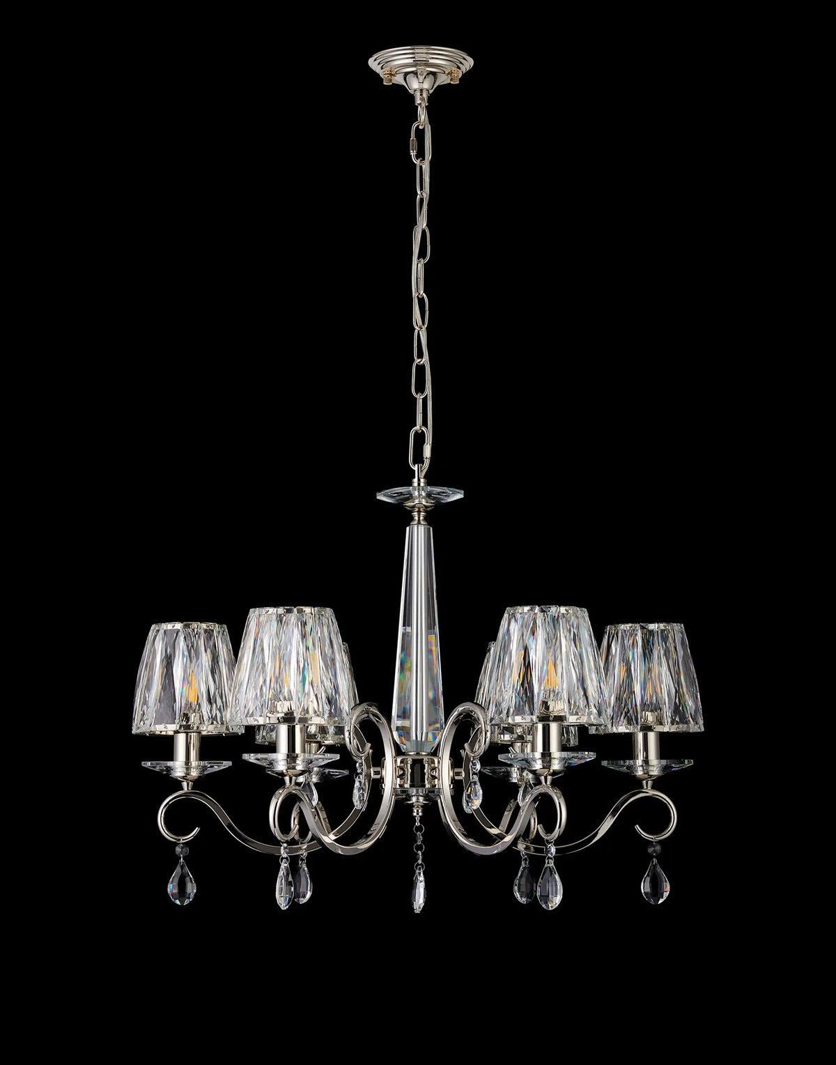 Gracey 4/6/8Lt Crystal Chandeliers- Various Finishes w Crystal Shades