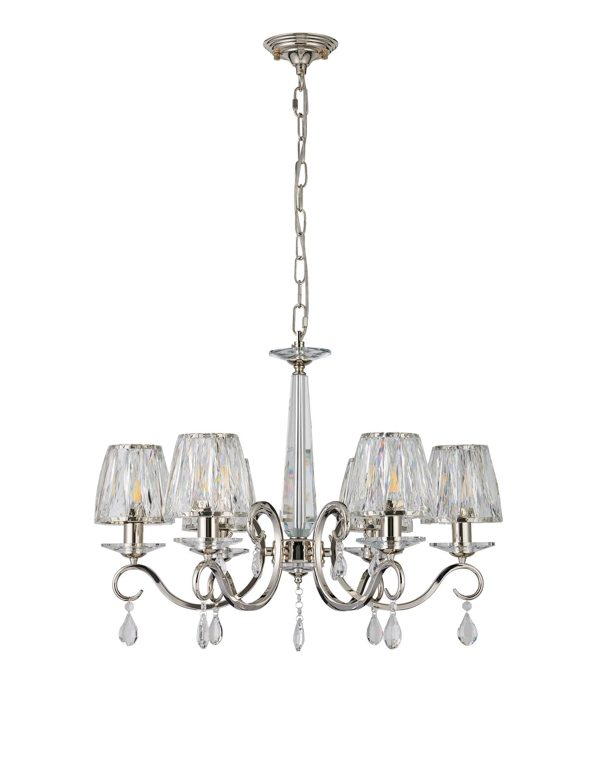 Gracey 4/6/8Lt Crystal Chandeliers- Various Finishes w Crystal Shades
