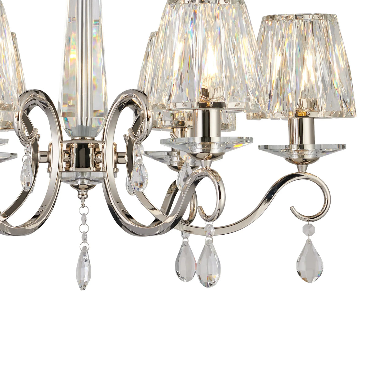 Gracey 4/6/8Lt Crystal Chandeliers- Various Finishes w Crystal Shades