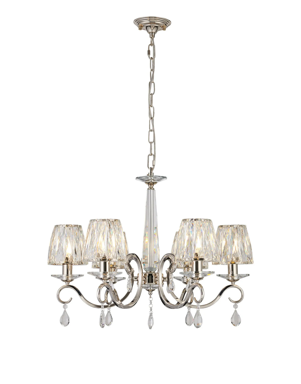 Gracey 4/6/8Lt Crystal Chandeliers- Various Finishes w Crystal Shades