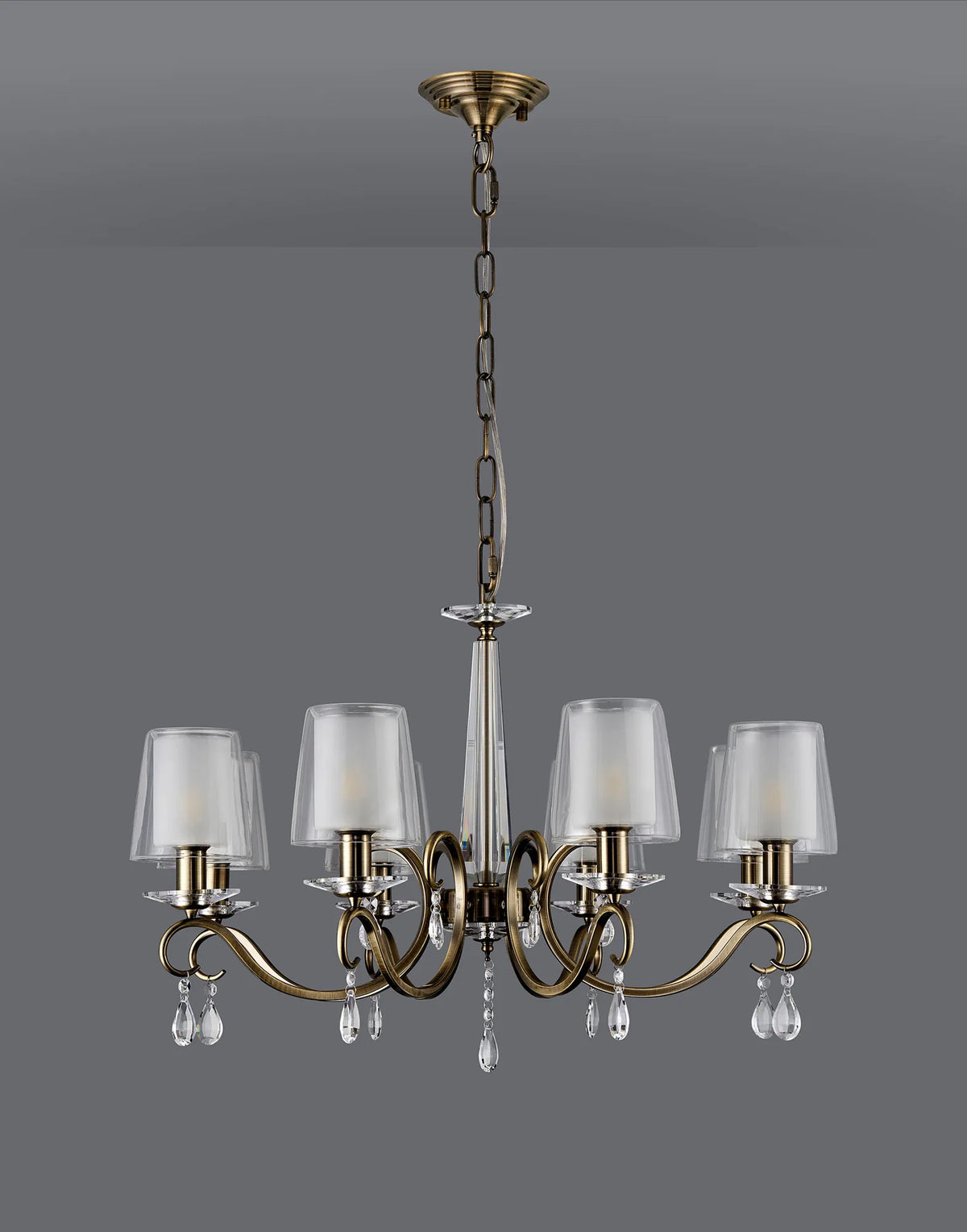 Gracey 4/6/8Lt Chandelier- Various Finishes with Glass Shades