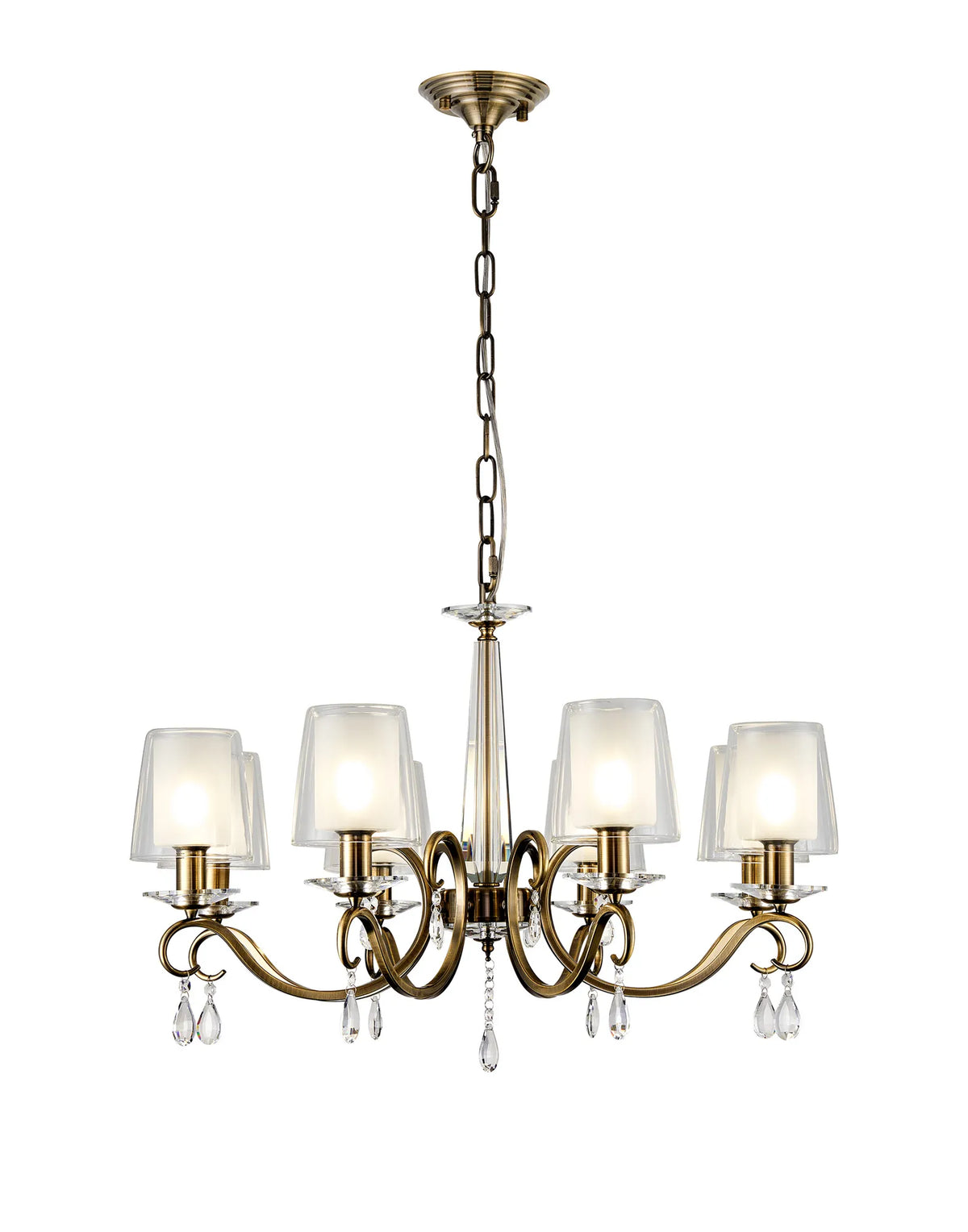 Gracey 4/6/8Lt Chandelier- Various Finishes with Glass Shades