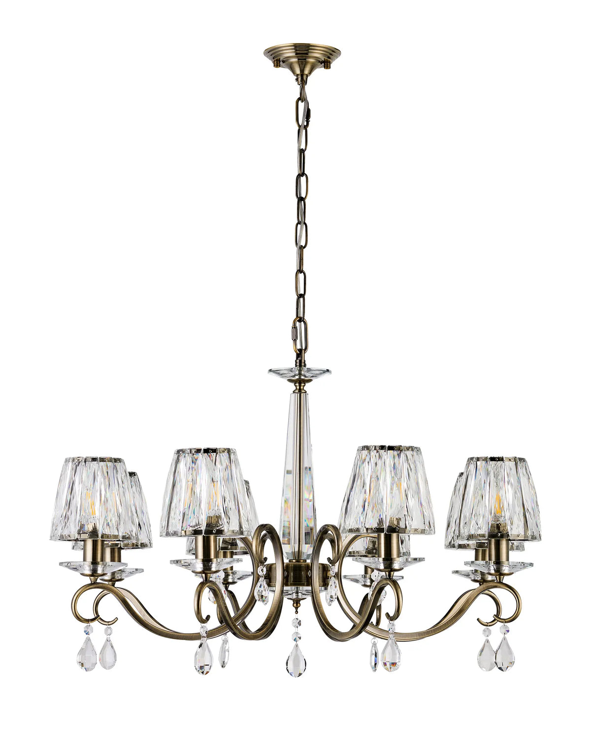Gracey 4/6/8Lt Crystal Chandeliers- Various Finishes w Crystal Shades
