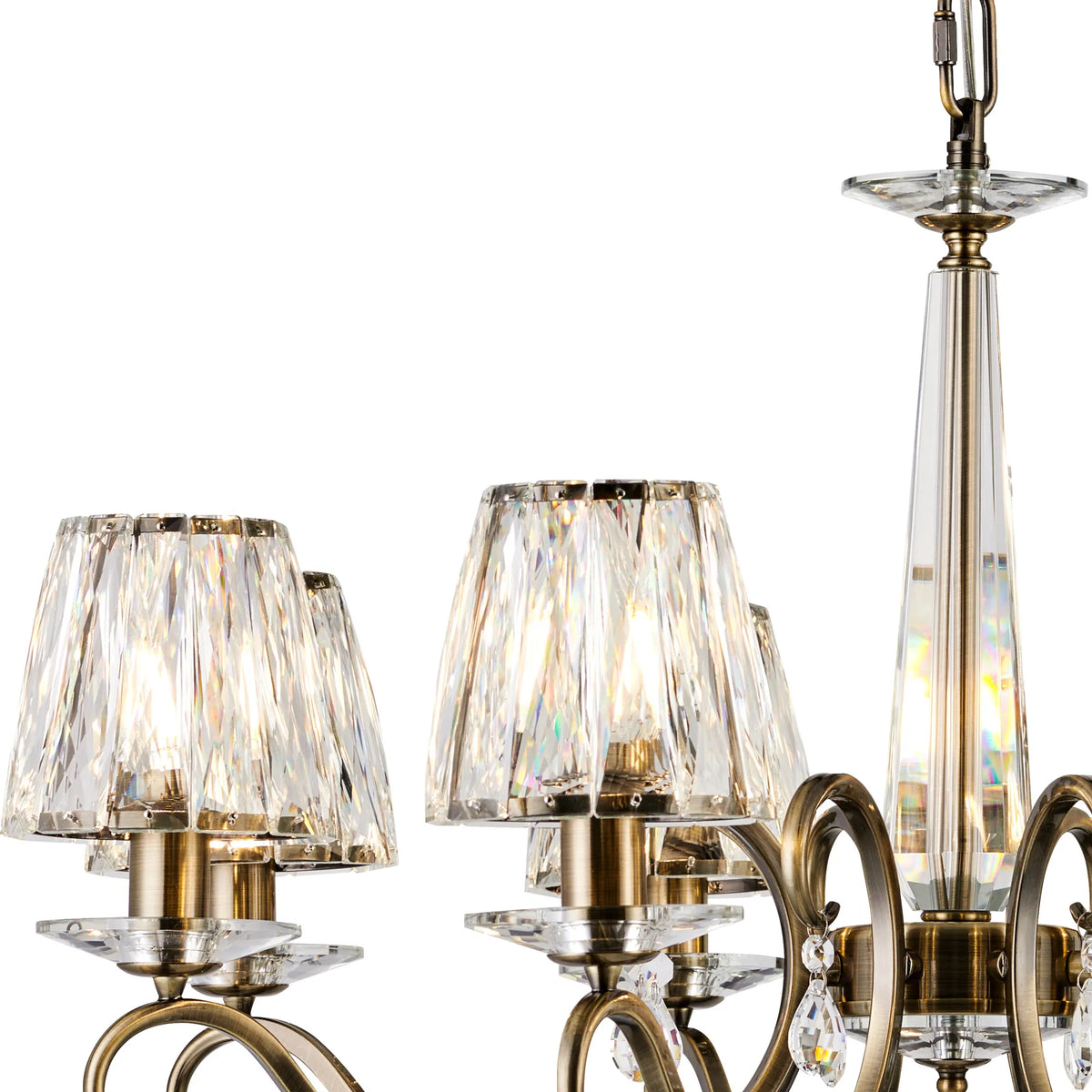 Gracey 4/6/8Lt Crystal Chandeliers- Various Finishes w Crystal Shades